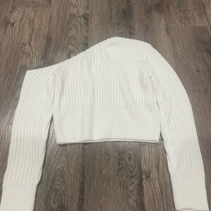 White Off-the-Shoulder Cropped Sweater